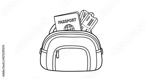 Travel backpack with passport and luggage tags