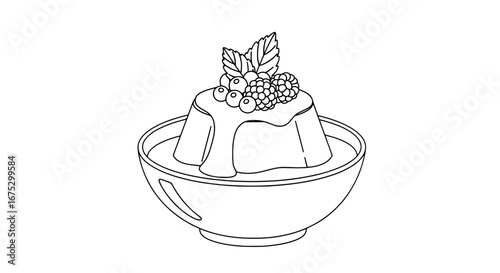 Frozen dessert with berries on bowl with transparent background