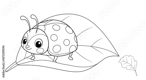 Ladybug on leaf with transparent background