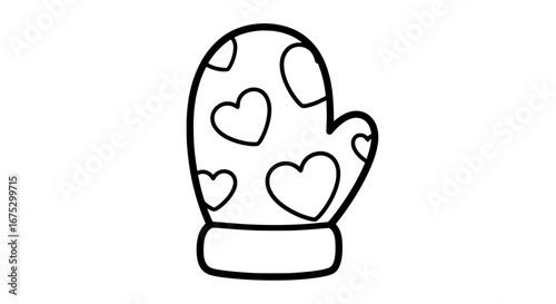 Heart pattern on glove with transparent background