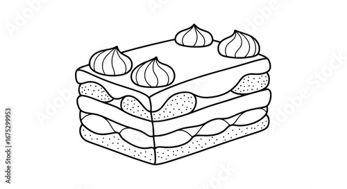 Layered cake with frosting and cherries on top with transparent background
