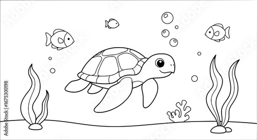 Sea turtle with transparent background
