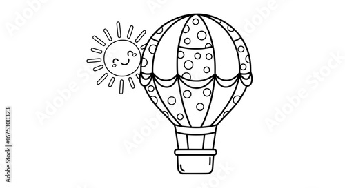 Hot air balloon with transparent background