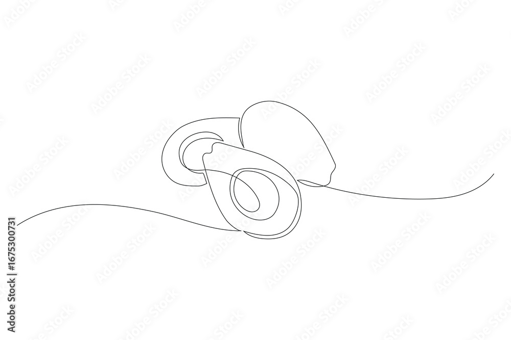 Obraz premium Avocado continuous one line drawing isolated on a white background. Horizontal banner. Outline avocado fruit. Vector illustration