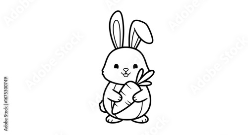Bunny holding a carrot with transparent background