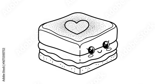 Cute slice of cake with heart on top with transparent background