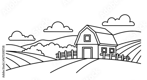 Farmhouse with transparent background