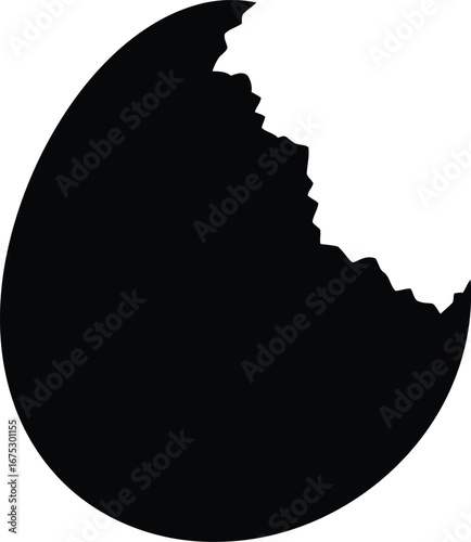 Bitten black egg silhouette isolated on white easter concept vector
