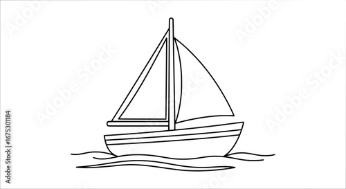 Sailboat on water with transparent background