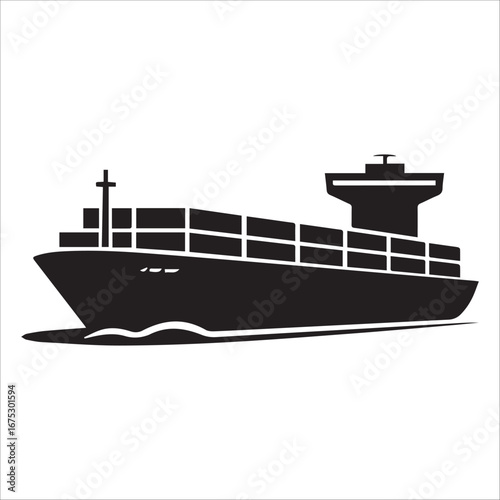 Vector illustration of a ship boat and fishing boat on the sea for travel and marine design