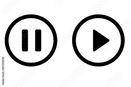 Play and Pause Button Icon Set