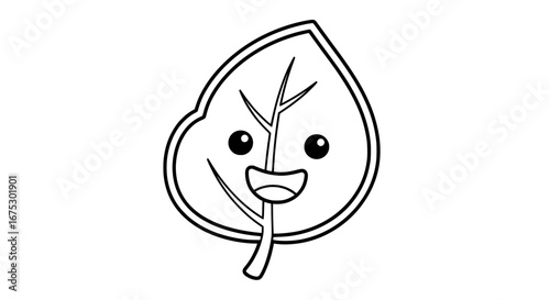 Smiling leaf with transparent background