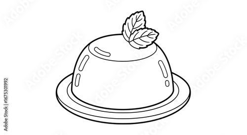 Pet food bowl with herbs on a plate with transparent background