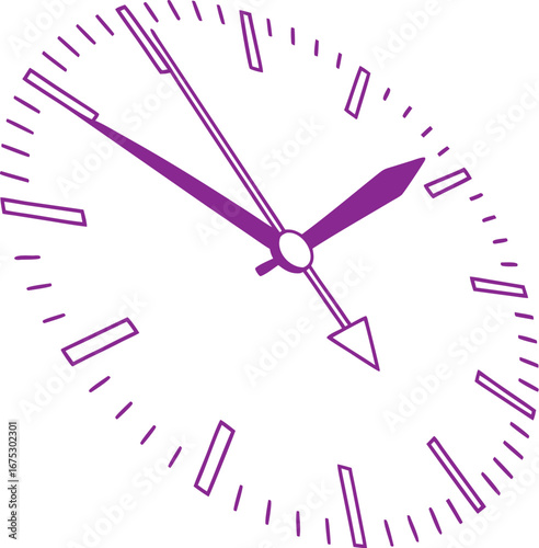 Modern wall clock illustration in minimalist line art style, showing time with bold hour and minute hands, perfect for home decor, schedule design, and office graphics.