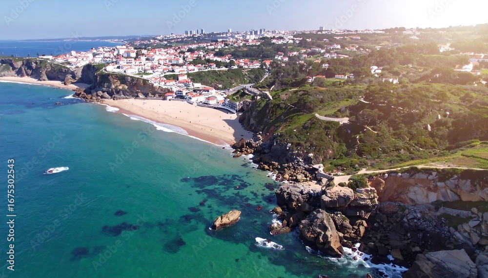 Fototapeta premium Coastal Town Aerial View (2)