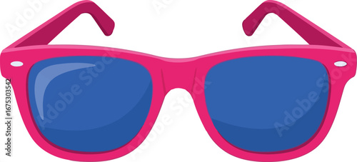 Foto Vibrant pink wayfarer sunglasses with blue lenses summer fashion accessory vecto
