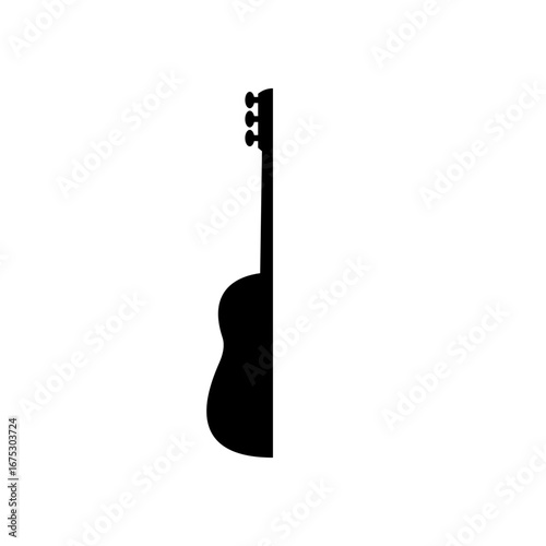 Half of an acoustic guitar silhouette on white background. Vector illustration.