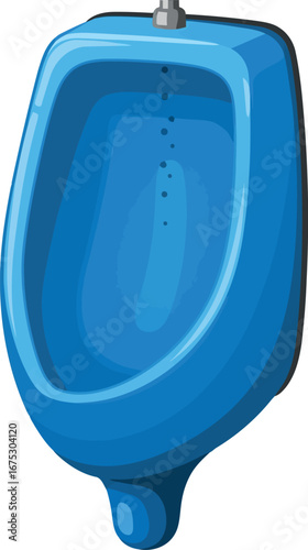 Modern blue ceramic urinal wall mounted bathroom fixture vector