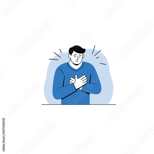 Vector art of man with chest pain