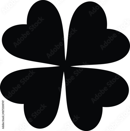 Black four leaf clover symbol for luck and good fortune vector