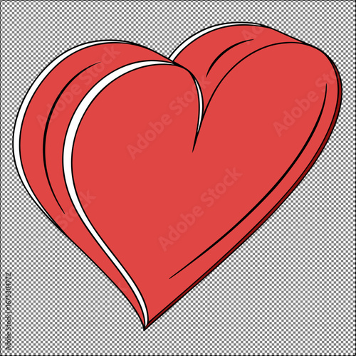 Heart Symbol Illustration: A hand-drawn heart illustration, filled with a vibrant red hue and outlined with clean, elegant strokes, perfectly capturing the essence of love and affection.