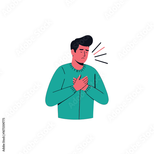 Vector art of man experiencing chest pain