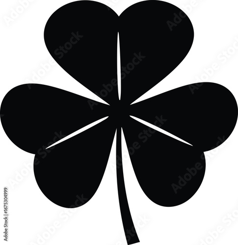 Black shamrock clover symbol good luck st patricks day icon artistic textured vector