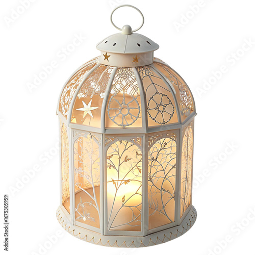 Elegant ornamental lantern casting a warm glow, ideal for cozy interiors and festive seasonal décor, creating a magical ambiance at home