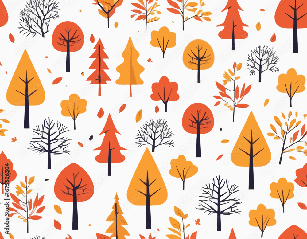 Obraz premium Vibrant Fall Collection Various Autumn Trees Design Parts