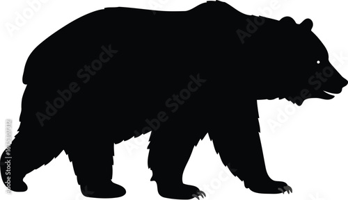 Majestic grizzly bear silhouette wild animal forest nature power vector