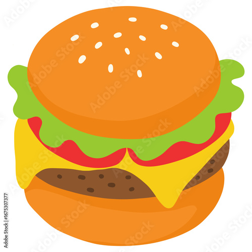 hand drawn hamburger cartoon illustration 