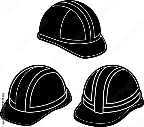 Hard hat set, Set of hard hats, hard hat collection, Vector of hard hats, hard hat silhouette, hard hat isolated on white background