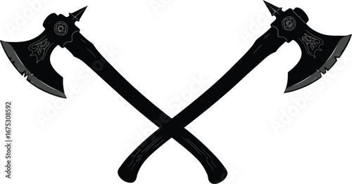 Crossed tomahawks symbol vector silhouette warrior battle axe emblem vector