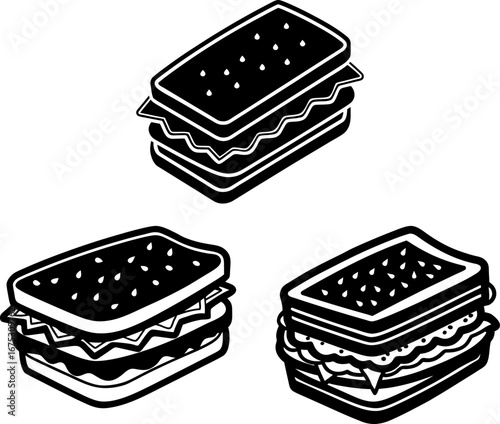 Sandwich set, Set of tasty sandwiches, sandwich collection, Vector of sandwiches, sandwich silhouette, sandwich isolated on white background