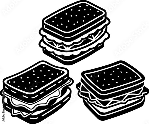Sandwich set, Set of tasty sandwiches, sandwich collection, Vector of sandwiches, sandwich silhouette, sandwich isolated on white background