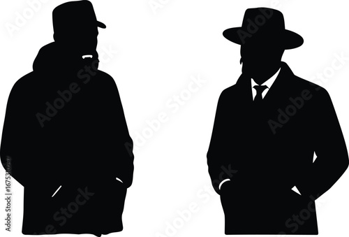Shadowy figures meeting secrets espionage conspiracy investigation vector