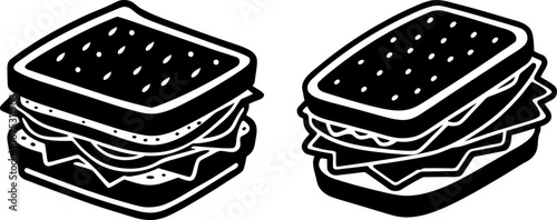 Sandwich set, Set of tasty sandwiches, sandwich collection, Vector of sandwiches, sandwich silhouette, sandwich isolated on white background