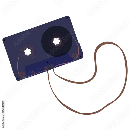 Old school audio cassette in modern vector style, perfect for music themes.