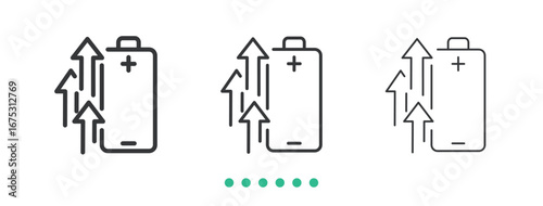 increase battery capacity icon. Thin line icon vector