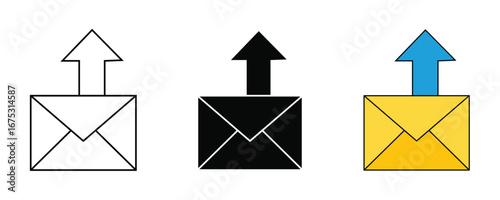 Send Email Icon Set, Online communication concept. email subscription. new message orders, minimal email sending, email subscriptions to send newsletters for promotions and product updates
