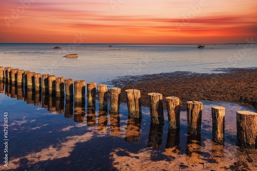 Fototapeta Naklejka Na Ścianę i Meble -  wonderful evening atmosphere on the Baltic Sea beach of the island of Poel