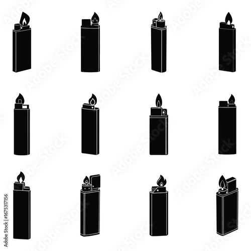 fire lighter silhouette vector illustration bundle