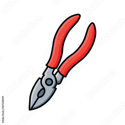 Illustration Vector Graphic Cartoon of a Red Hand Tool Pliers