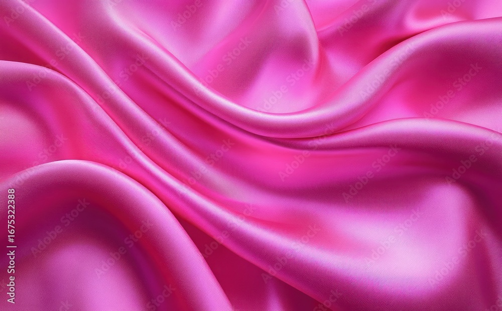 Obraz premium Smooth vibrant pink silk fabric with soft folds and gentle sheen creating a luxurious and elegant texture