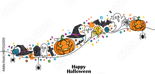 A collection of festive Halloween-themed elements.