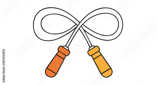 Colorful skipping rope icon for sports and fitness training. Simple line art vector illustration of workout equipment isolated on white