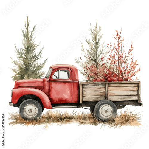 watercolor of Hayride Through Autumn Farm, vector, isolated on a white background.