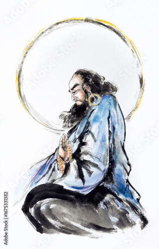 ink portrait of bodhidharma