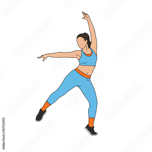 Energetic Silhouette A Dynamic Fitness Pose Showcasing Movement, Health, and Well-being with Balance