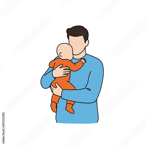 Father Gently Holding His Infant Child A Tender Moment of Paternal Love